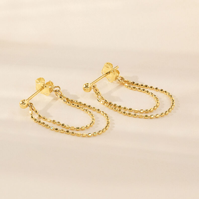 14kt Yellow Gold Double-Chain Drop Earrings image number 1
