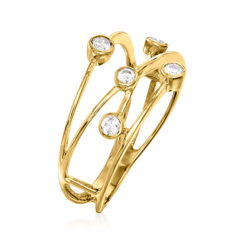 .25 ct. t.w. Bezel-Set Diamond Crisscross Ring in 14kt Yellow Gold image number 2