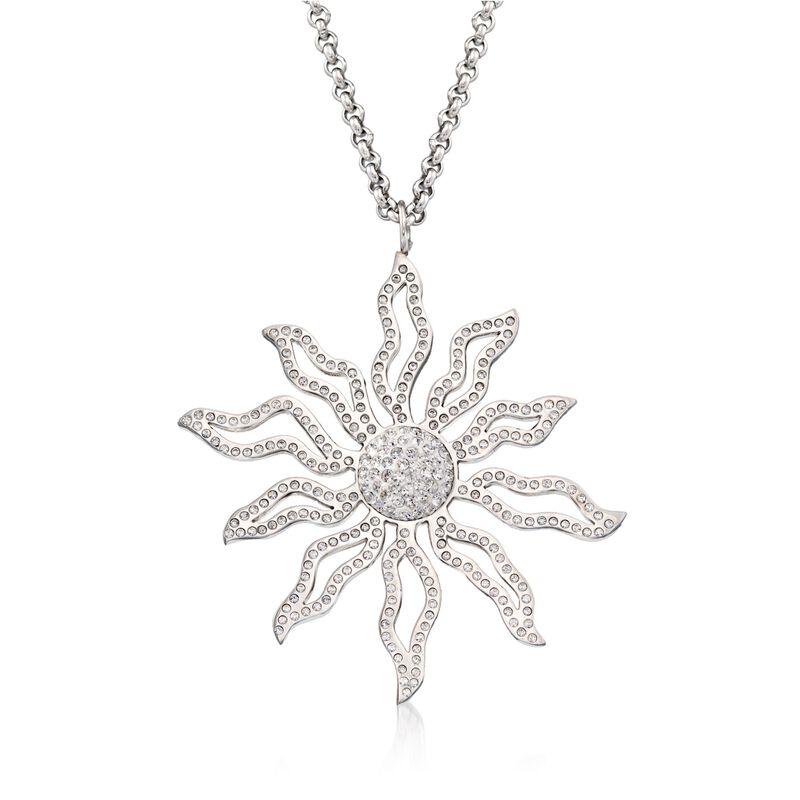 What's Your Sign? Crystal Sun Pendant Necklace in Stainless Steel image number 0
