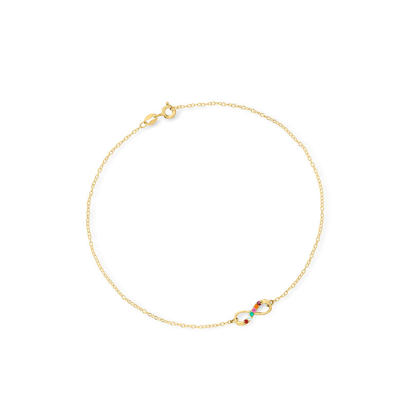 Personalized Infinity Anklet in 14kt Gold  3 to 7 Birthstones image number 0