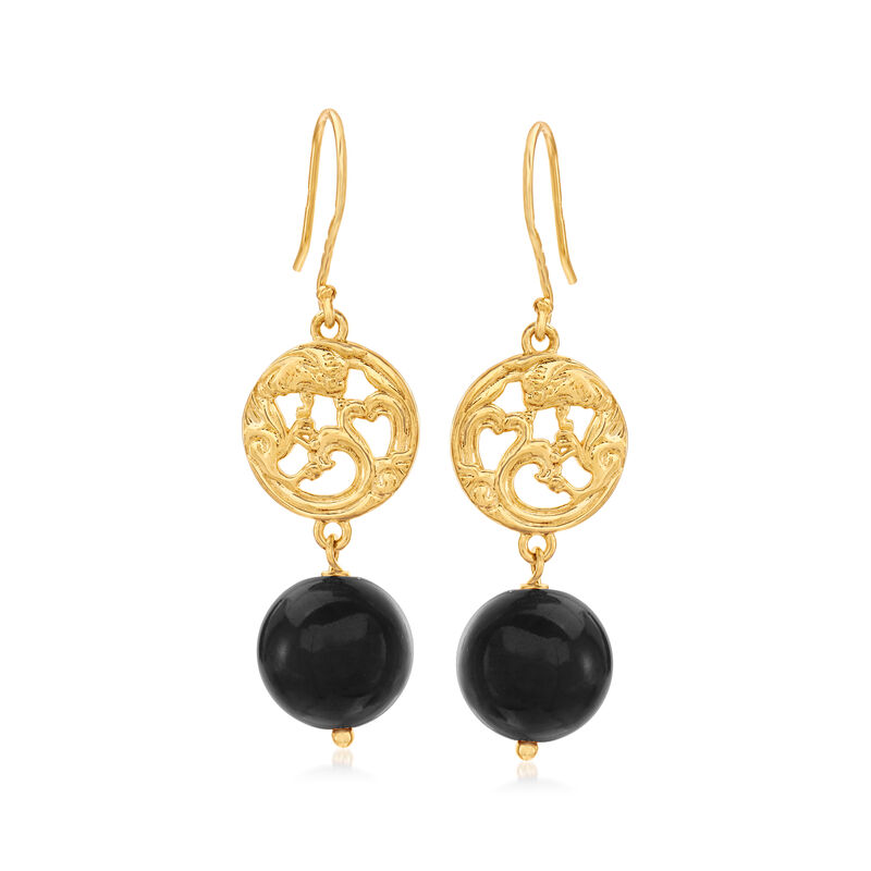 Tigereye Openwork Drop Earrings in 18kt Gold Over Sterling image number 0