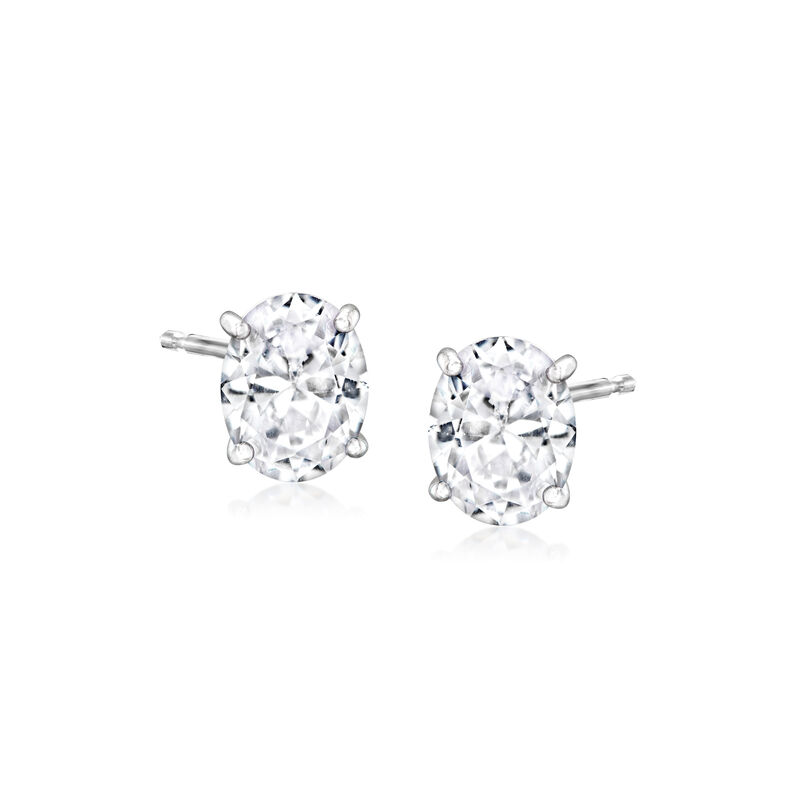 4.00 ct. t.w. Oval CZ Stud Earrings in Sterling Silver  image number 0