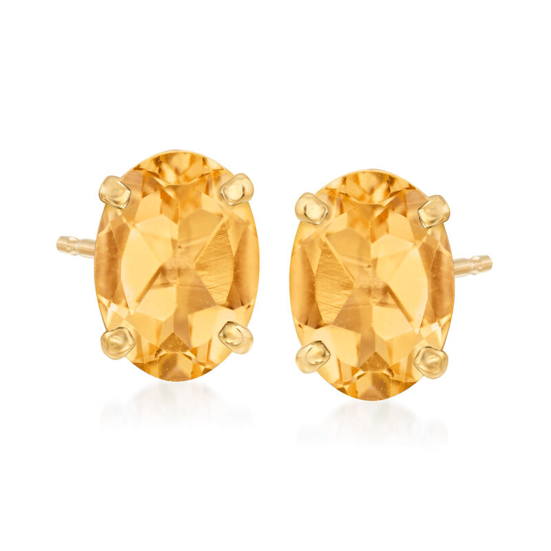 1.40 ct. t.w. Citrine Oval Stud Earrings in 14kt Yellow Gold image number 0