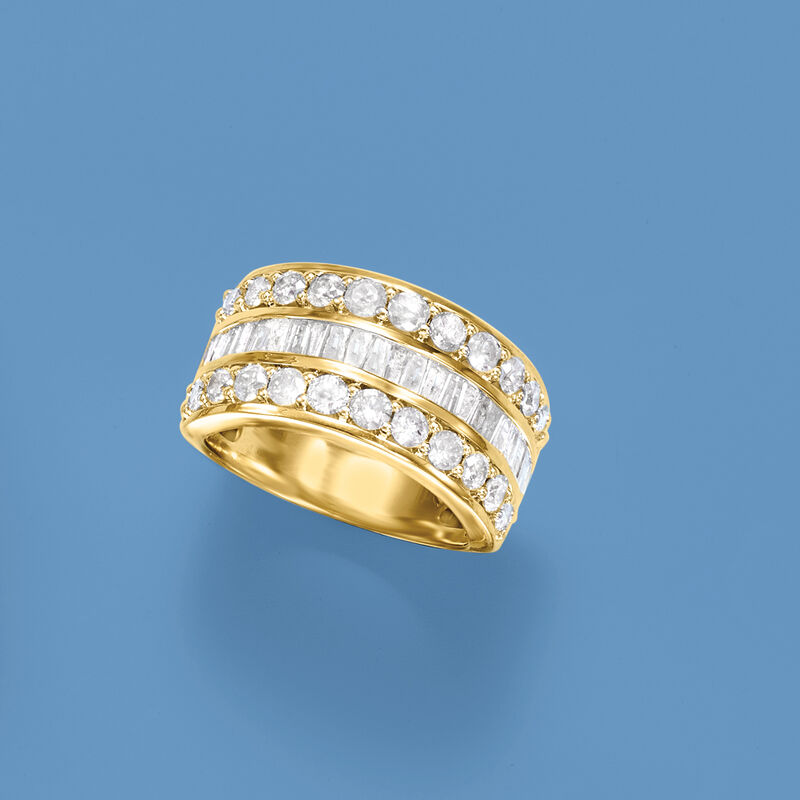 2.00 ct. t.w. Round and Baguette Diamond Ring in 18kt Gold Over Sterling image number 3