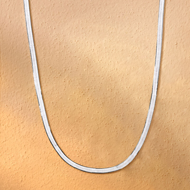 Italian 2mm Sterling Silver Herringbone Necklace image number 3