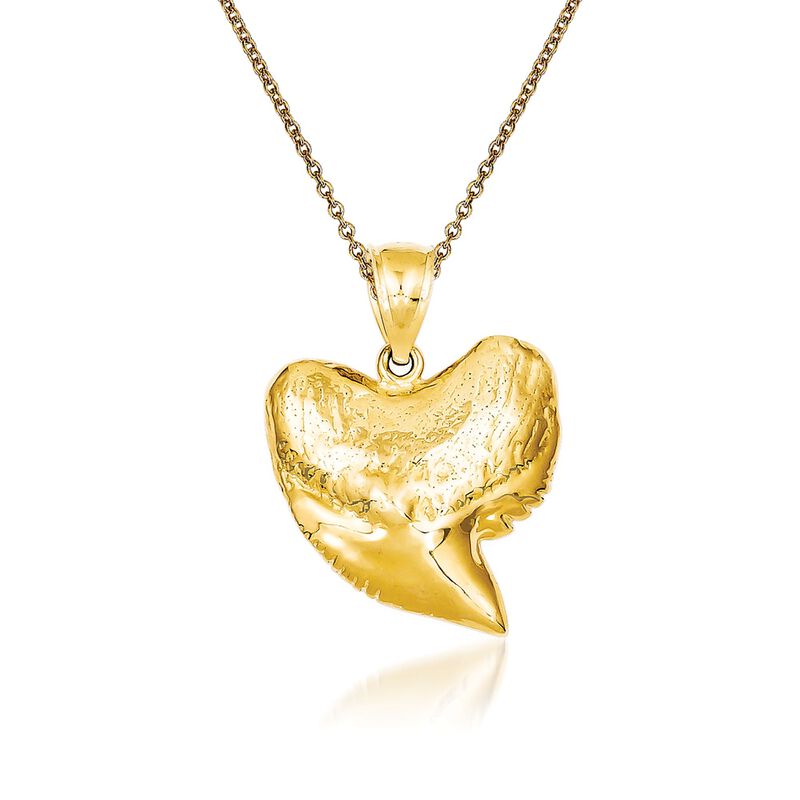 14kt Yellow Gold Shark Tooth Pendant Necklace image number 0