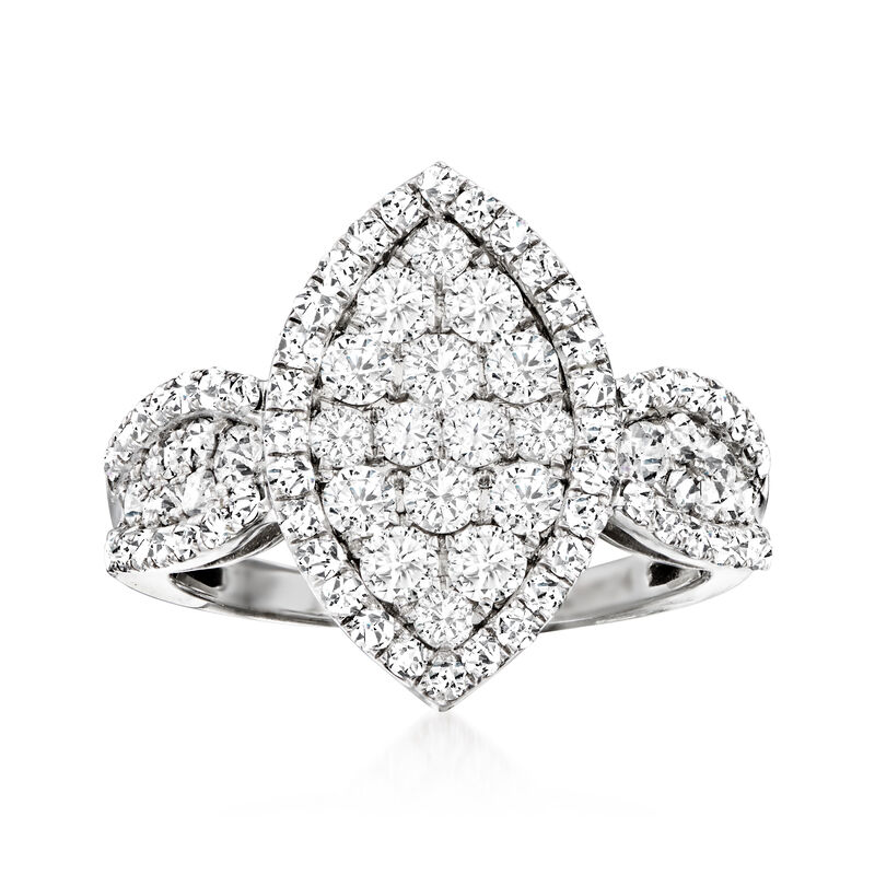 C. 1990 Vintage 1.70 ct. t.w. Diamond Marquise-Shaped Cluster Dinner Ring in 14kt White Gold. Size 6.5 image number 0