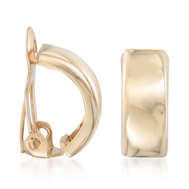 14kt Yellow Gold Curved Clip-On Earrings image number 2