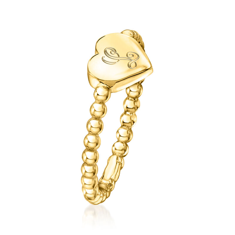 18kt Gold Vermeil Personalized Beaded Heart Ring image number 2
