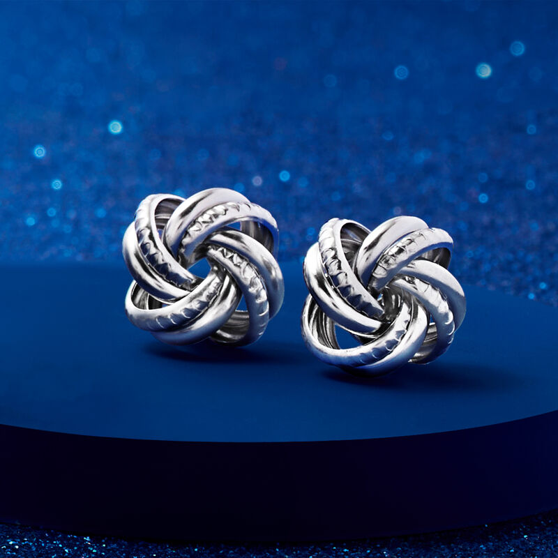 Italian Sterling Silver Love Knot Earrings image number 4