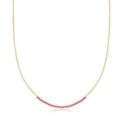 1.00 ct. t.w. Lab-Grown Ruby Tennis-Style Necklace in 18kt Gold Over Sterling