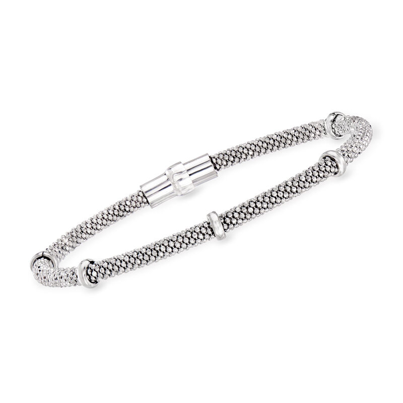 Italian Sterling Silver Mesh Station Bracelet with Magnetic Clasp image number 0
