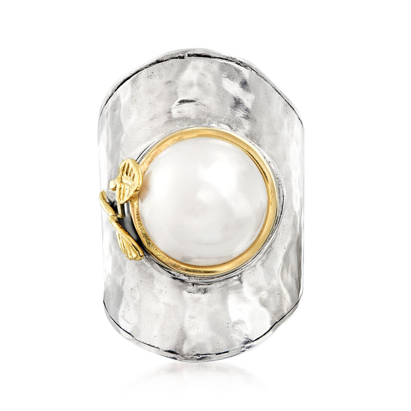 11-12mm Cultured Pearl Ring in Sterling Silver and 14kt Yellow Gold image number 0