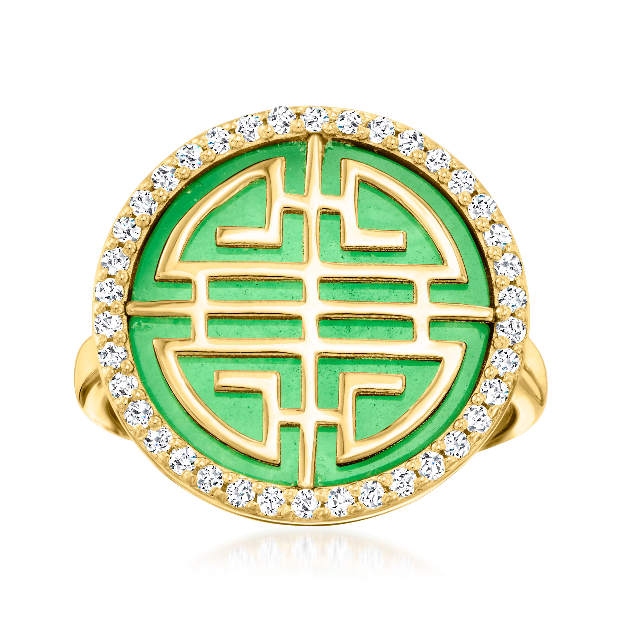 Jade and 1.00 ct. t.w. White Zircon 