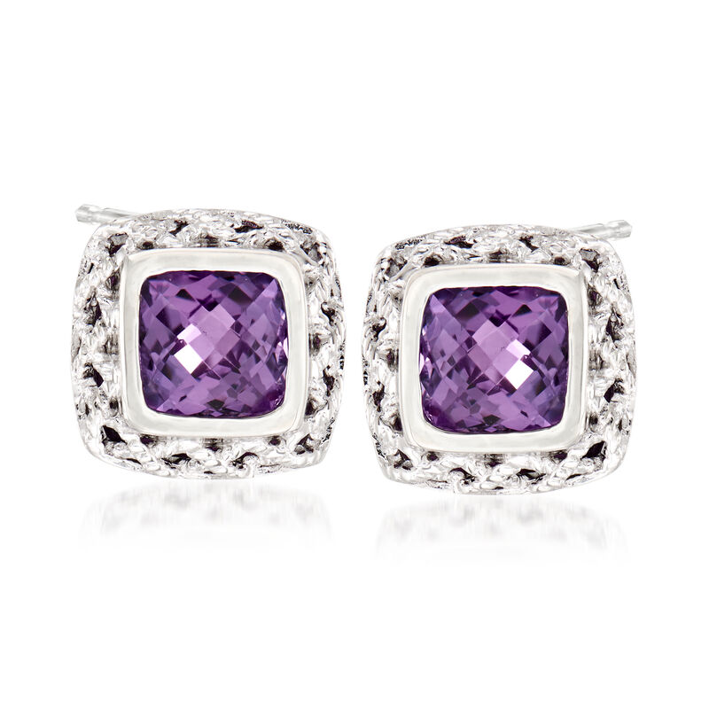 Andrea Candela &quot;Rioja&quot; 2.58 ct. t.w. Amethyst Stud Earrings in Sterling Silver image number 0