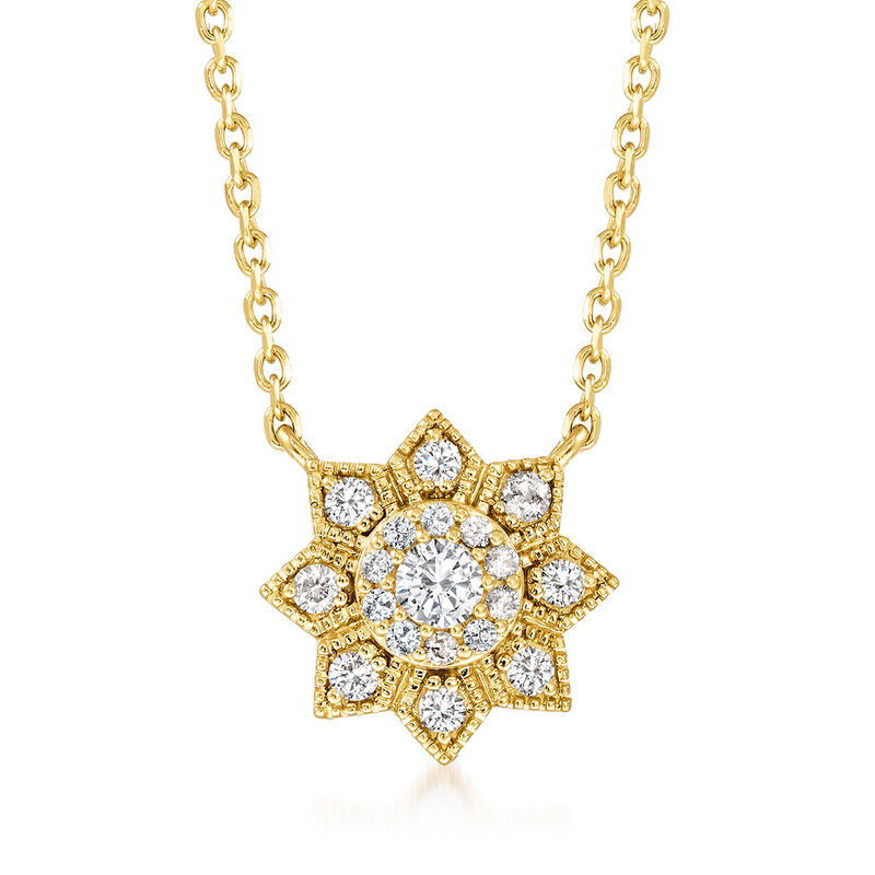.25 ct. t.w. Diamond Flower Pendant Necklace in 18kt Gold Over Sterling. 16&quot; image number 1