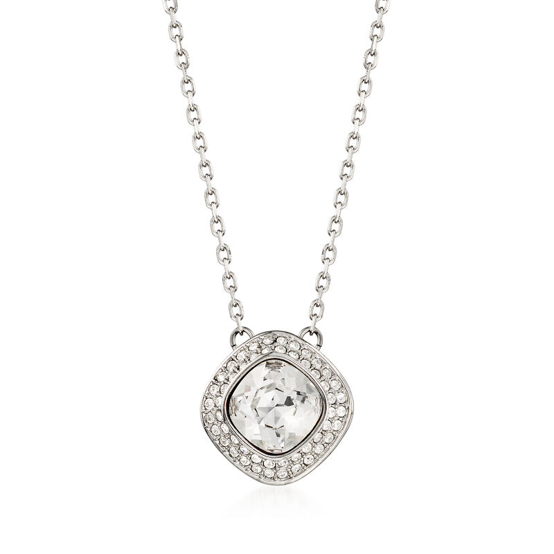 Swarovski Crystal &quot;Latitude&quot; Clear Crystal Halo Necklace in Silvertone. 16.5&quot; image number 1