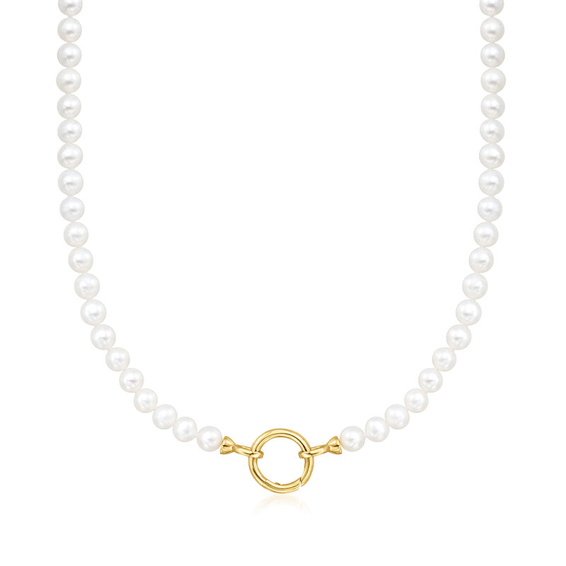 5-6mm Cultured Pearl Charm-Compatible Necklace in 18kt Gold Over Sterling image number 0