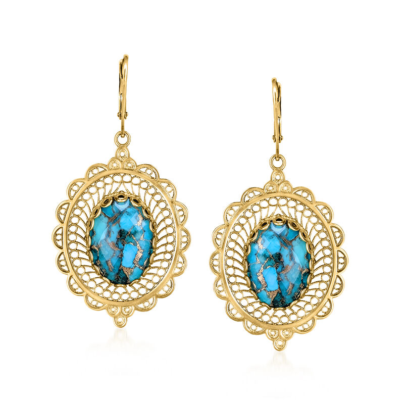 Turquoise Doublet Drop Earrings in 18kt Gold Over Sterling  image number 0
