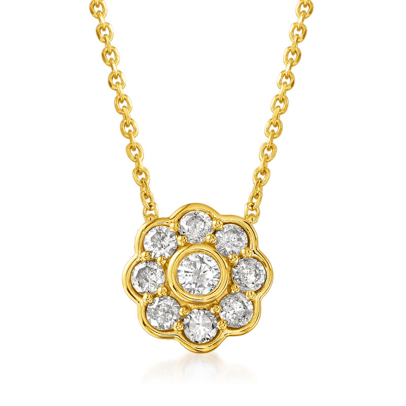 .50 ct. t.w. Diamond Flower Necklace in 18kt Gold Over Sterling image number 0