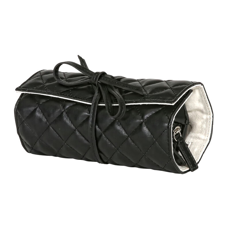 Mele & Co. "Whitley" Black Faux Leather Travel Jewelry Roll image number 1