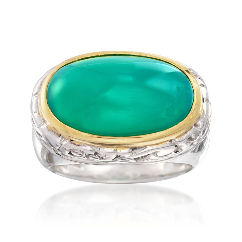 Green Chalcedony Ring in Two-Tone Sterling Silver image number 0
