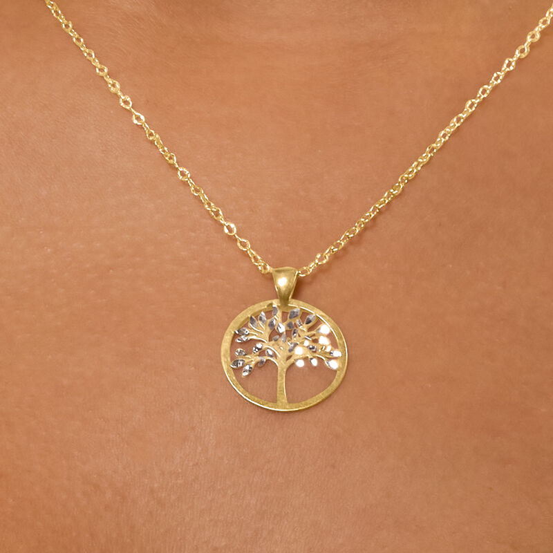 Italian 18kt Two-Tone Gold Cut-Out Tree of Life Pendant Necklace. 17.5&quot; image number 3