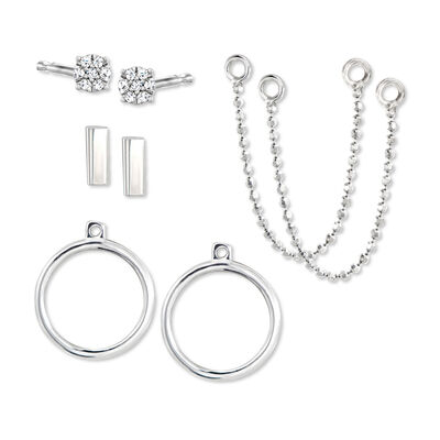 "The Glam" 8-pc. Earring Set with .10 ct. t.w. Diamonds in Sterling Silver