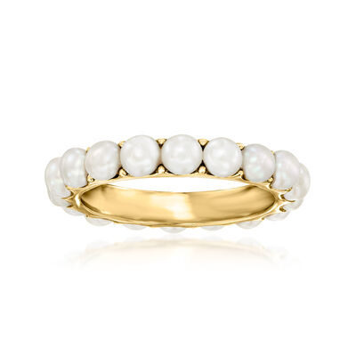 3.5mm Cultured Pearl Eternity Band in 18kt Gold Over Sterling