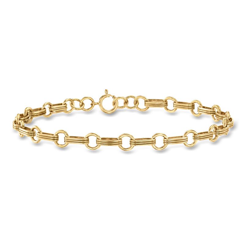 C. 1960 Vintage 10kt Yellow Gold Fancy-Link Bracelet. 7" image number 0