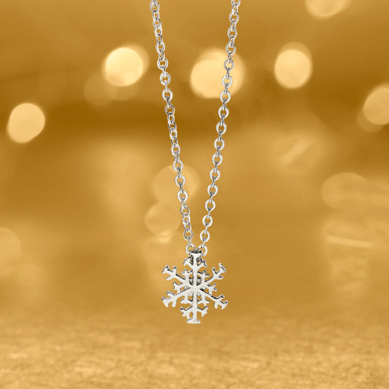 Sterling Silver Snowflake Pendant Necklace image number 2