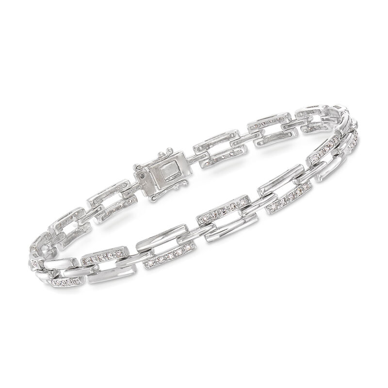 C. 1970 Vintage .75 ct. t.w. Diamond Link Bracelet in 18kt White Gold image number 0
