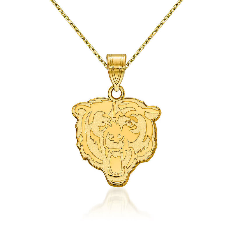 14kt Yellow Gold NFL Chicago Bears Pendant Necklace. 18&quot; image number 0