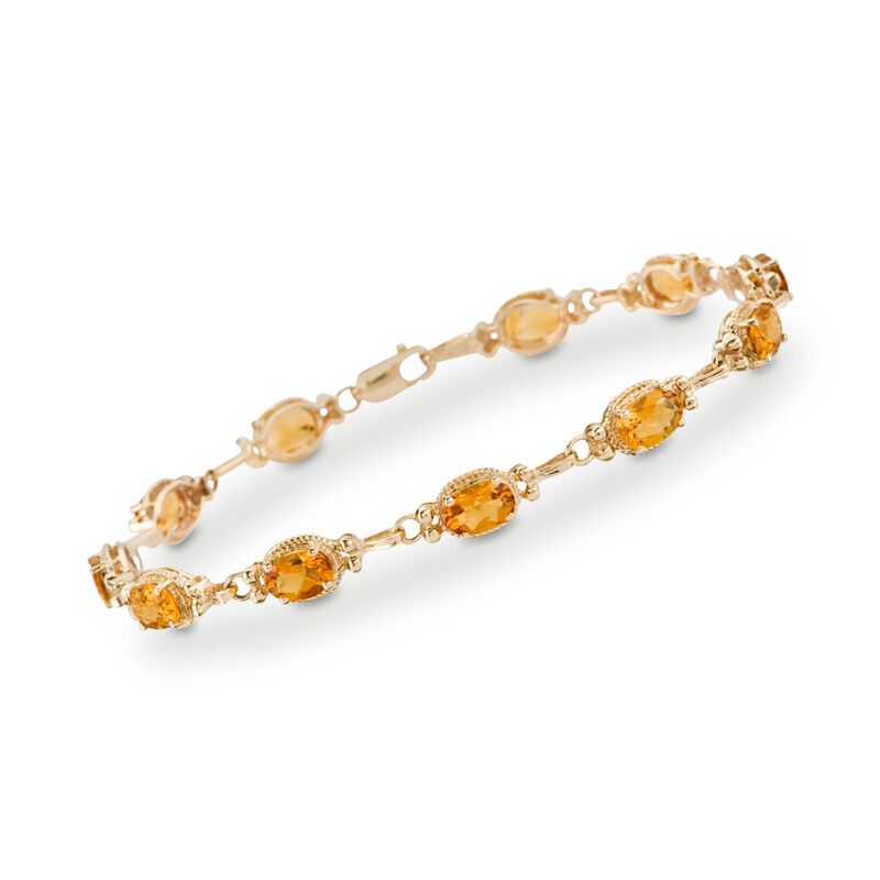 6.00 ct. t.w. Citrine Bracelet in 14kt Yellow Gold. 7&quot; image number 0