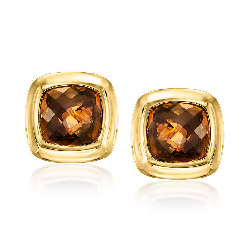 C. 1990 Vintage David Yurman 7.80 ct. t.w. Citrine Earrings in 18kt Yellow Gold and Sterling Silver image number 0