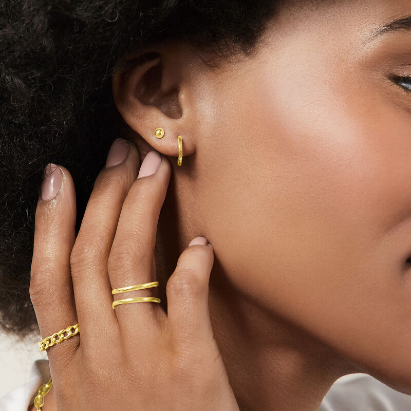14kt Yellow Gold Huggie Hoop Earrings. 3/8&quot; image number 3