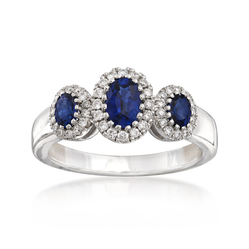 Gregg Ruth 1.21 ct. t.w. Sapphire and .27 ct. t.w. Diamond Ring in 18kt White Gold image number 0