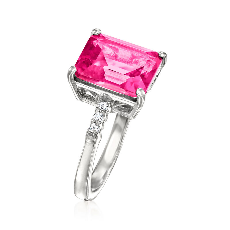 5.35 ct. t.w. Pink and White Topaz Ring in Sterling Silver image number 2