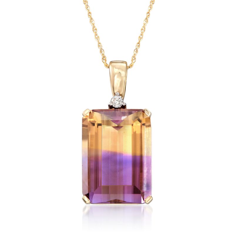 16.00 Carat Ametrine Pendant Necklace with Diamond Accent in 14kt Yellow Gold. 18&quot; image number 1