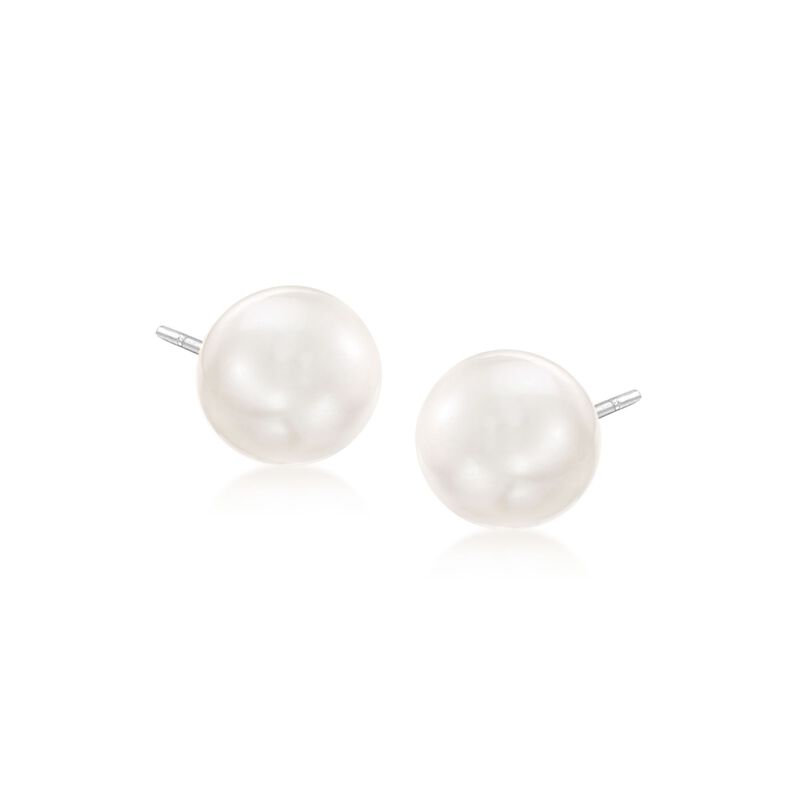 6mm Cultured Pearl and Diamond Accent Jewelry Set: Earrings and Front-Back Jackets in 14kt White Gold image number 2