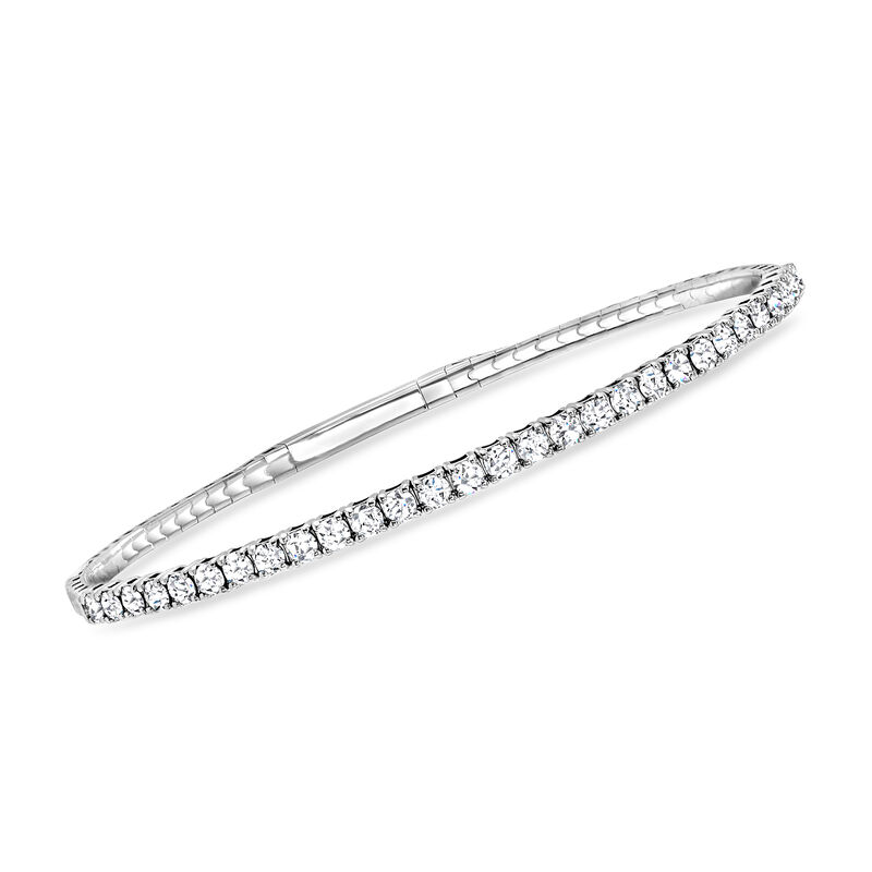 1.90 ct. t.w. Diamond Flexible Bangle Bracelet in 14kt White Gold. 7&quot; image number 0
