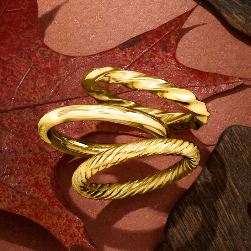 18kt Gold Over Sterling Jewelry Set: Three Polished Rings image number 5