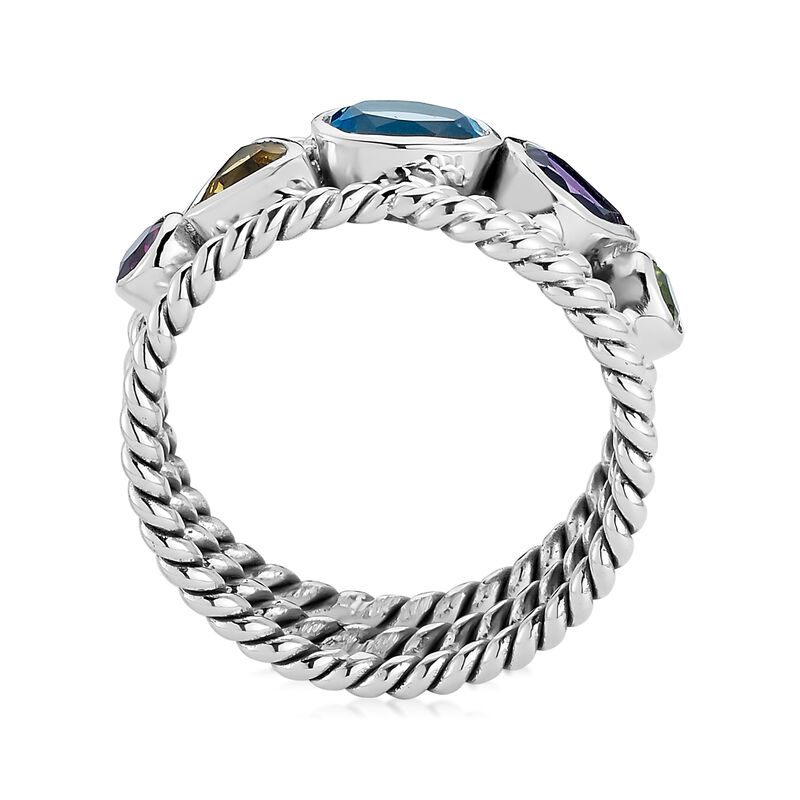 1.20 ct. t.w. Multi-Gemstone Open-Space Rope Ring in Sterling Silver image number 3