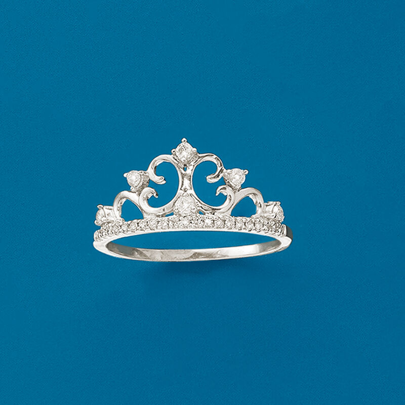 .19 ct. t.w. Diamond Crown Ring in 14kt White Gold image number 3