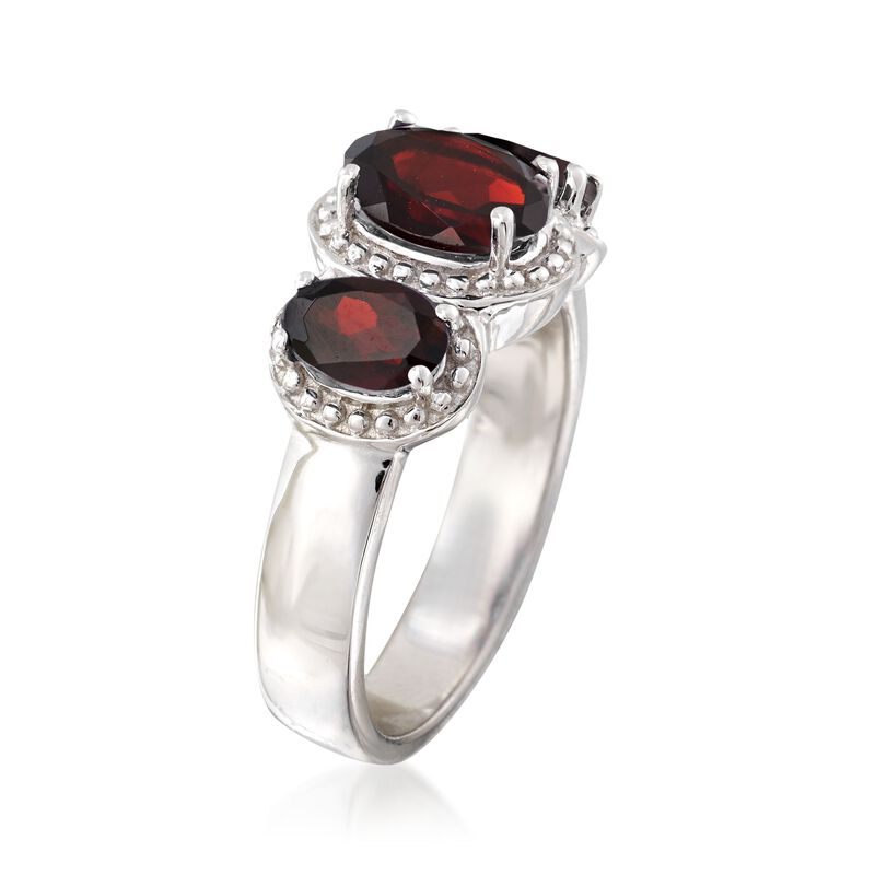 2.40 ct. t.w. Garnet Three-Stone Ring in Sterling Silver image number 2
