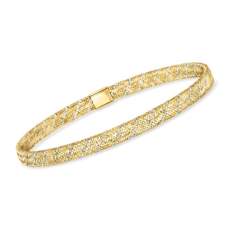 Italian 10kt Two-Tone Gold Mesh Stretch Bracelet image number 0