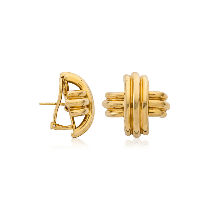 C. 1990 Vintage Tiffany Jewelry 18kt Yellow Gold X Earrings image number 2