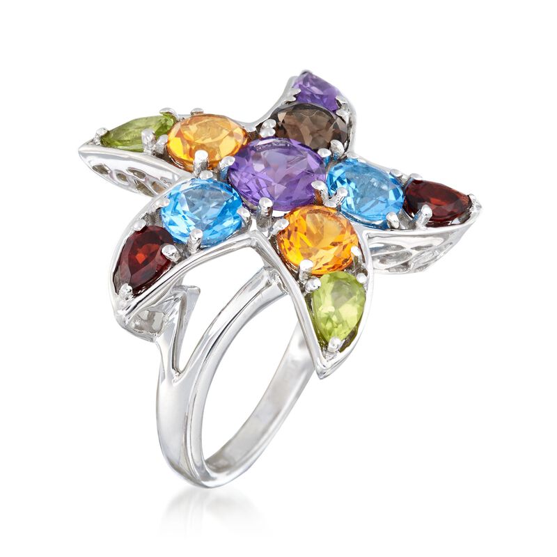 4.91 ct. t.w. Multi-Stone Starfish  Ring in Sterling Silver image number 2