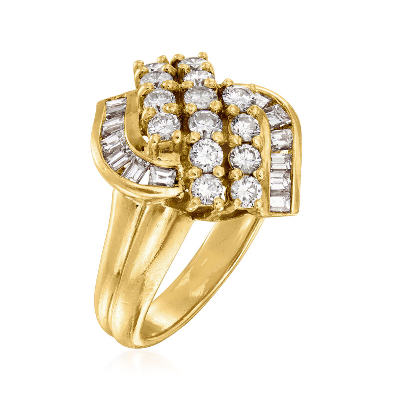 C. 1990 Vintage 1.80 ct. t.w. Diamond Cluster Ring in 18kt Yellow Gold. Size 7 image number 2
