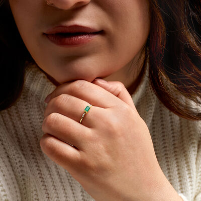 .20 Carat Emerald Ring with Diamonds in 14kt Yellow Gold